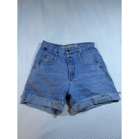 Vintage ZENA Jeans Denim Shorts Womens High Waist Frayed Hem Light Wash Vintage‎ - Picture 2 of 7